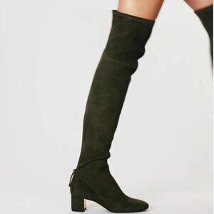 Tory Burch Black Stretch Suede Laila Boots SZ 9.5 with Tie Detail Original Box